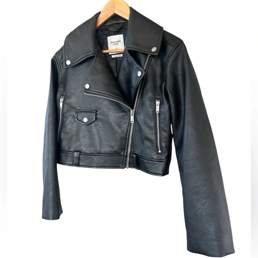 Abercrombie & Fitch Vegan Leather Black Moto Jacket - Picture 8 of 11